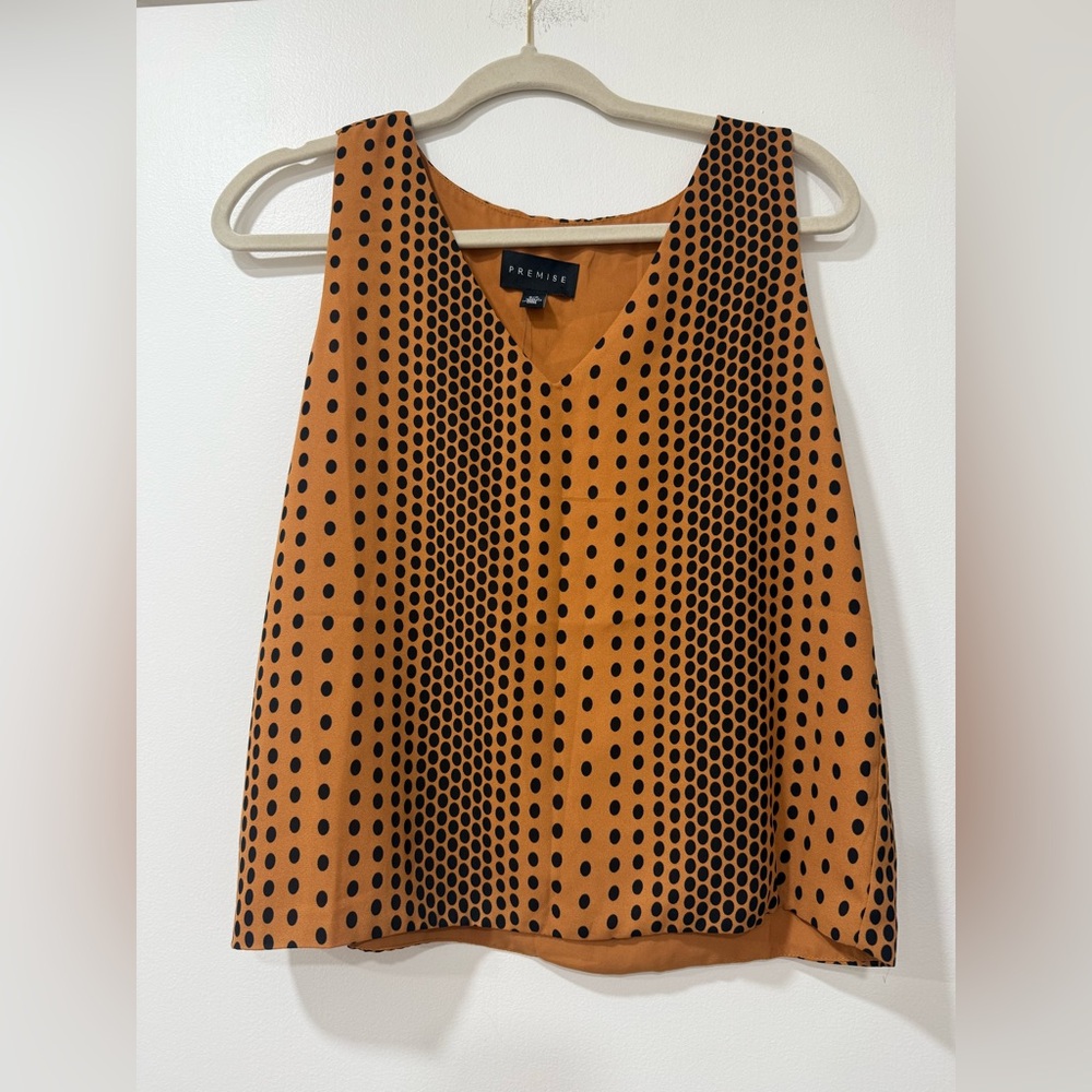 Premise Women's Tank Top in Orange with Black Dots- NWT